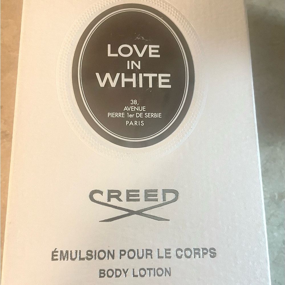 CREED OF LONDON. Love in White. 6.8 oz. Body Lotion. No cap, with box